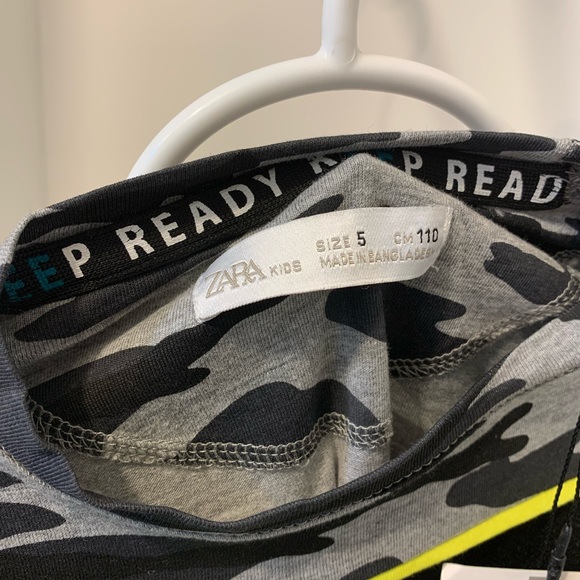 ZARA boys size 5 NWT KEEP READY grey camo and black t-shirt - Picture 3 of 8